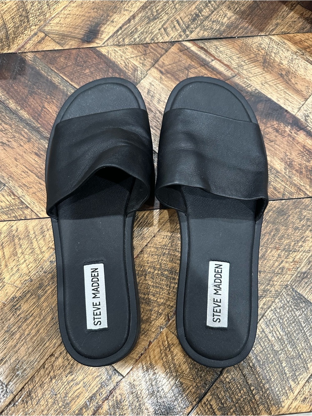 Steve Madden Black Slide Mules